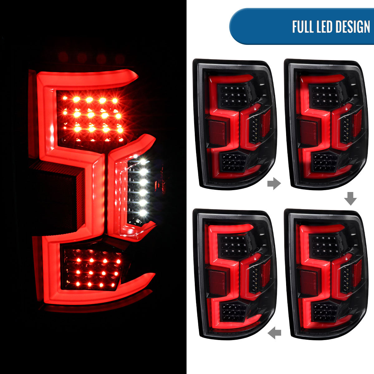 2019-2024 Dodge Ram 2500 3500 Tail Lights Pair | Gloss Black