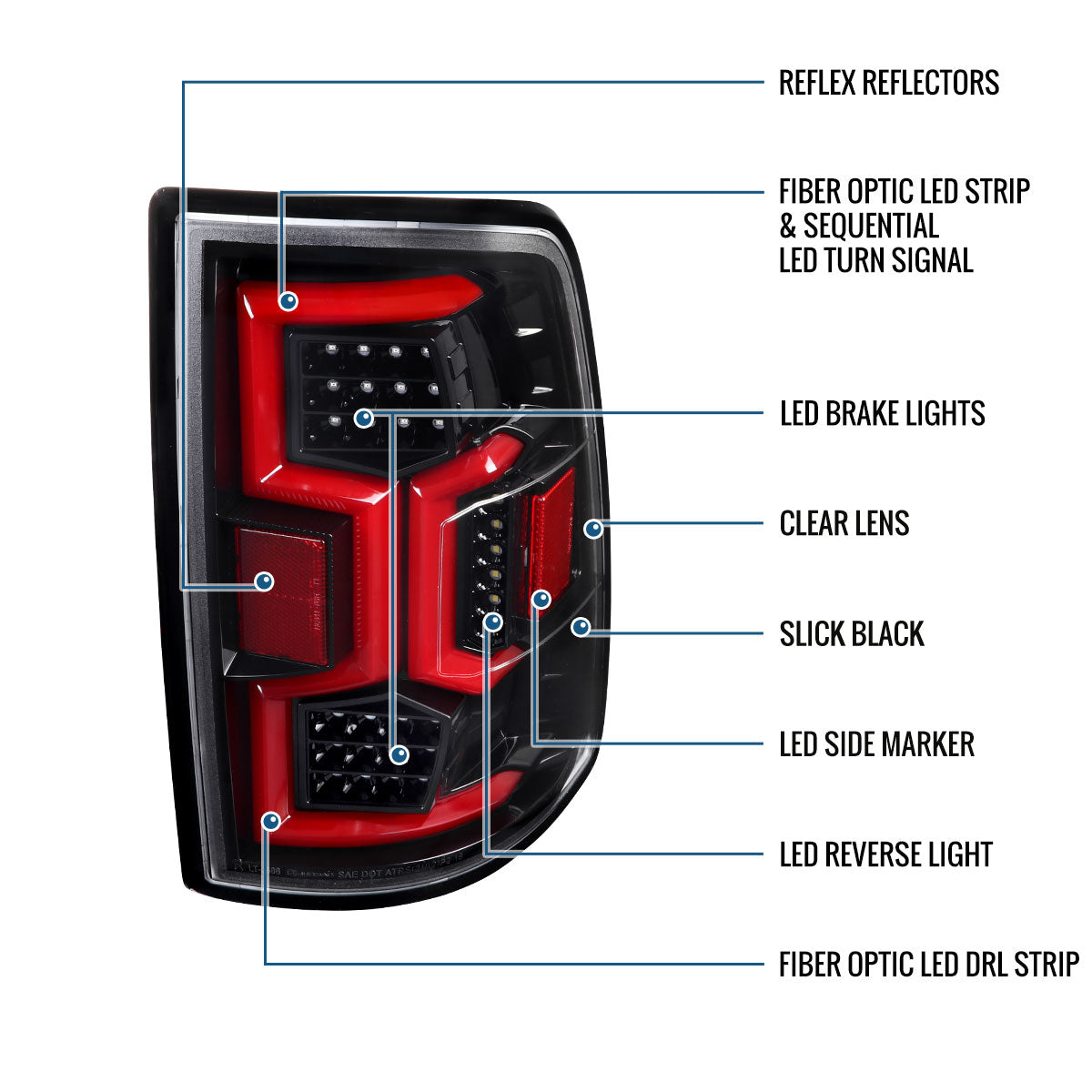 2019-2024 Dodge Ram 2500 3500 Tail Lights Pair | Gloss Black