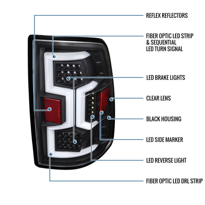 2019-2024 Dodge Ram 2500 3500 Tail Lights Pair | Black