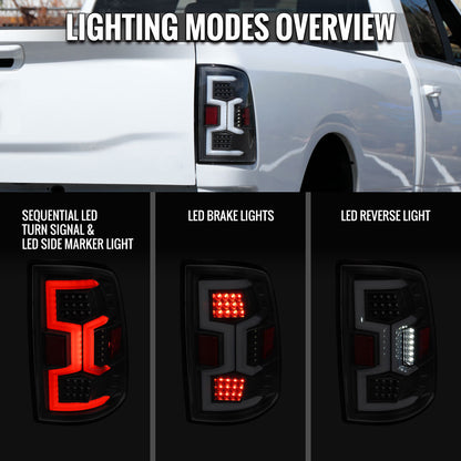 2019-2024 Dodge Ram 2500 3500 Tail Lights Pair | Black