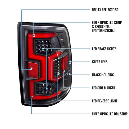 Ronnin - Fits 2019-2024 Dodge Ram 2500 3500 Tail Lights Pair | Black