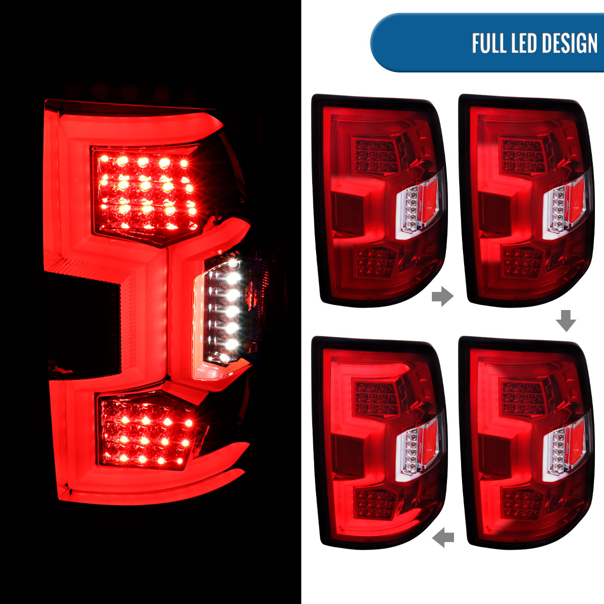 Ronnin - Fits 2019-2024 Dodge Ram 2500 3500 Tail Lights Pair | Red