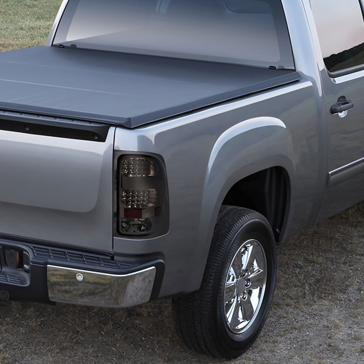 Ronnin - Compatible con GMC Sierra 1500 2500HD 3500HD 2007-2014, conjunto de luces traseras LED de repuesto mejoradas con freno y direccionales integrados, par | Ahumado