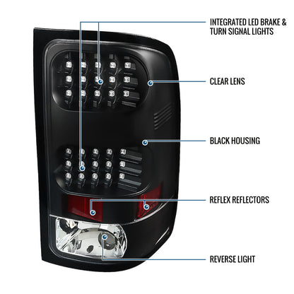 Ronnin - Compatible con GMC Sierra 1500 2500HD 3500HD 2007-2014, conjunto de luces traseras LED de repuesto mejoradas con freno integrado y direccionales | Par Negro