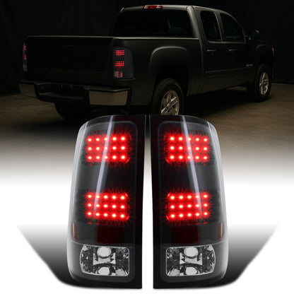 Ronnin - Compatible con GMC Sierra 1500 2500HD 3500HD 2007-2014, conjunto de luces traseras LED de repuesto mejoradas con freno integrado y direccionales | Par Negro