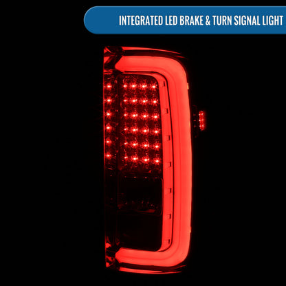 Ronnin - Se adapta a GMC Sierra 1500 2500HD 3500HD 2014-2018 Ensamblaje de luces traseras LED integradas para freno y direccionales par | Ahumado