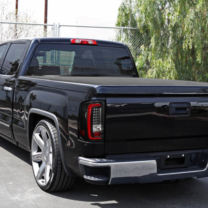 Ronnin - Compatible con GMC Sierra 1500 2500HD 3500HD 2014-2018 Luces Traseras LED Integradas con Freno y Direccionales Par | Negras
