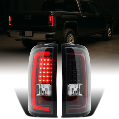 Ronnin - Compatible con GMC Sierra 1500 2500HD 3500HD 2014-2018 Luces Traseras LED Integradas con Freno y Direccionales Par | Negras