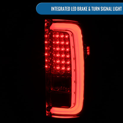 Ronnin - Compatible con GMC Sierra 1500 2500HD 3500HD 2014-2018 Luces Traseras LED Integradas de Freno y Direccionales Montaje Par | Rojo Ahumado