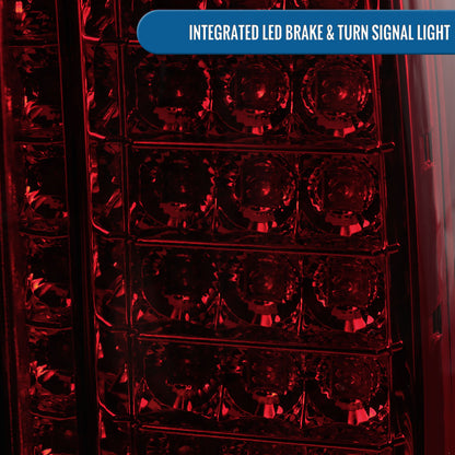 Ronnin - Compatible con GMC Sierra 1500 2500HD 3500HD 2014-2018 Luces Traseras LED Integradas de Freno y Direccionales Montaje Par | Rojo Ahumado