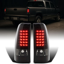2003-2007 Chevy Silverado 1500 HD 2500 HD 3500 Classic LED Integrated Brake and Turn Signals Tail Lights Assembly Pair | Black Smoke