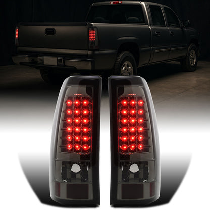 Ronnin - Compatible con Chevy Silverado 1500 HD 2500 HD 3500 Classic 2003-2007 Luces traseras con intermitentes y luces de freno LED integradas, par | Ahumado