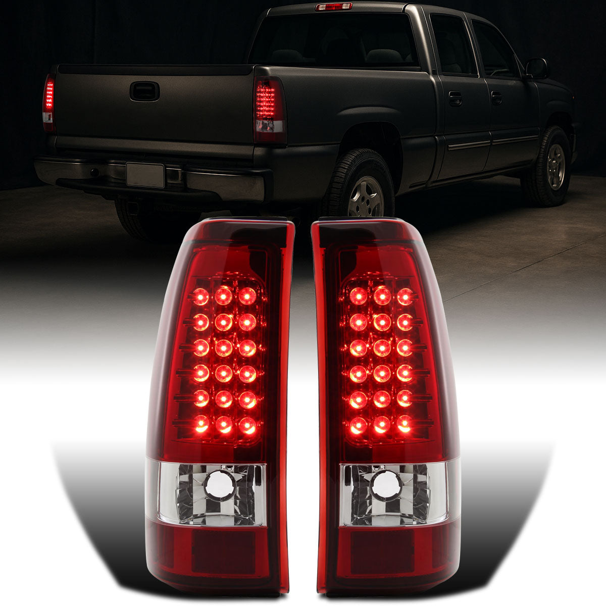 Ronnin - Compatible con Chevy Silverado 1500 HD 2500 HD 3500 Classic 2003-2007 Luces traseras LED integradas de freno y direccionales, par | Rojo