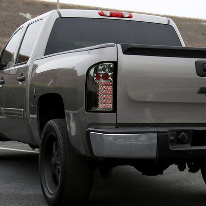 Ronnin - Compatible con Chevy Silverado 1500 2500 HD 3500 HD 2007-2014, par de conjuntos de luz de freno y direccional LED integrados de reemplazo | Ahumado