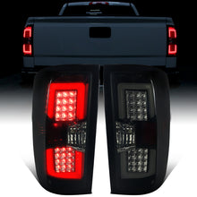 Ronnin - Fits 2014-2018 Silverado 1500 2500HD 3500HD | 2015-2019 Sierra 3500HD LED Tail Lights Integrated Brake and Turn Signal Lamps Replacement Assembly Pair | Black Smoke