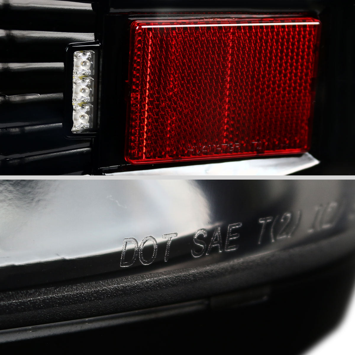 Ronnin - Fits 2014-2018 Silverado 1500 2500HD 3500HD | 2015-2019 Sierra 3500HD LED Tail Lights Integrated Brake and Turn Signal Lamps Replacement Assembly Pair | Glossy Black | Red Tube
