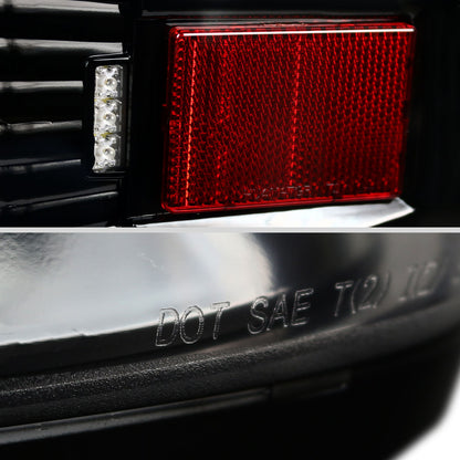 Ronnin - Fits 2014-2018 Silverado 1500 2500HD 3500HD | 2015-2019 Sierra 3500HD LED Tail Lights Integrated Brake and Turn Signal Lamps Replacement Assembly Pair | Glossy Black | Red Tube