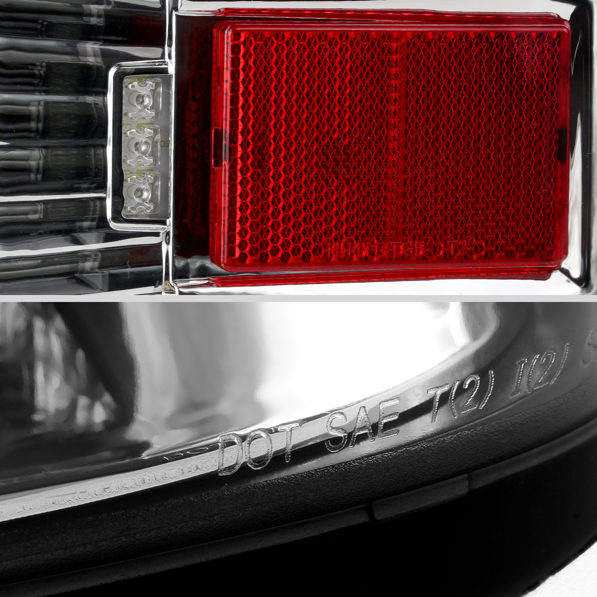 Ronnin - Fits 2014-2018 Silverado 1500 2500HD 3500HD | 2015-2019 Sierra 3500HD LED Tail Lights Integrated Brake and Turn Signal Lamps Replacement Assembly Pair | Chrome