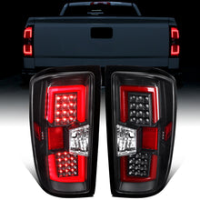Ronnin - Fits 2014-2018 Silverado 1500 2500HD 3500HD | 2015-2019 Sierra 3500HD LED Tail Lights Integrated Brake and Turn Signal Lamps Replacement Assembly Pair | Black | Red Tube