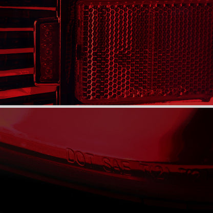 Ronnin - Fits 2014-2018 Silverado 1500 2500HD 3500HD | 2015-2019 Sierra 3500HD LED Tail Lights Integrated Brake and Turn Signal Lamps Replacement Assembly Pair | Smoky Red