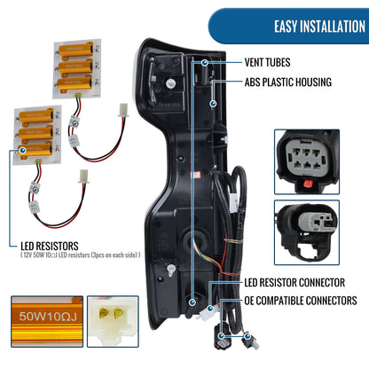 2019-2026 Silverado 1500 2020-2023 Silverado 2500HD 3500HD Full LED Tail Lights Switchback Sequential Turn Signals Assembly Pair | Black Smoke