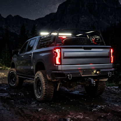 2019-2026 Silverado 1500 2020-2023 Silverado 2500HD 3500HD Full LED Tail Lights Switchback Sequential Turn Signals Assembly Pair | Black Smoke