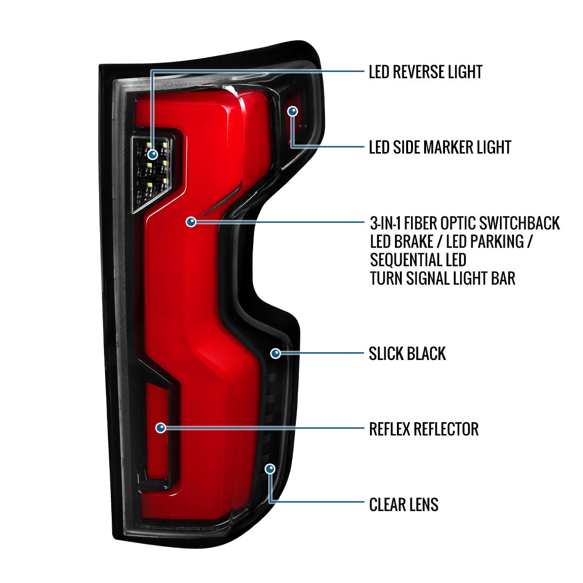 2019-2026 Silverado 1500 2020-2023 Silverado 2500HD 3500HD Full LED Tail Lights Switchback Sequential Turn Signals Assembly Pair | Gloss Black