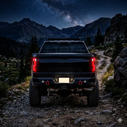 2019-2026 Silverado 1500 2020-2023 Silverado 2500HD 3500HD Full LED Tail Lights Switchback Sequential Turn Signals Assembly Pair | Gloss Black