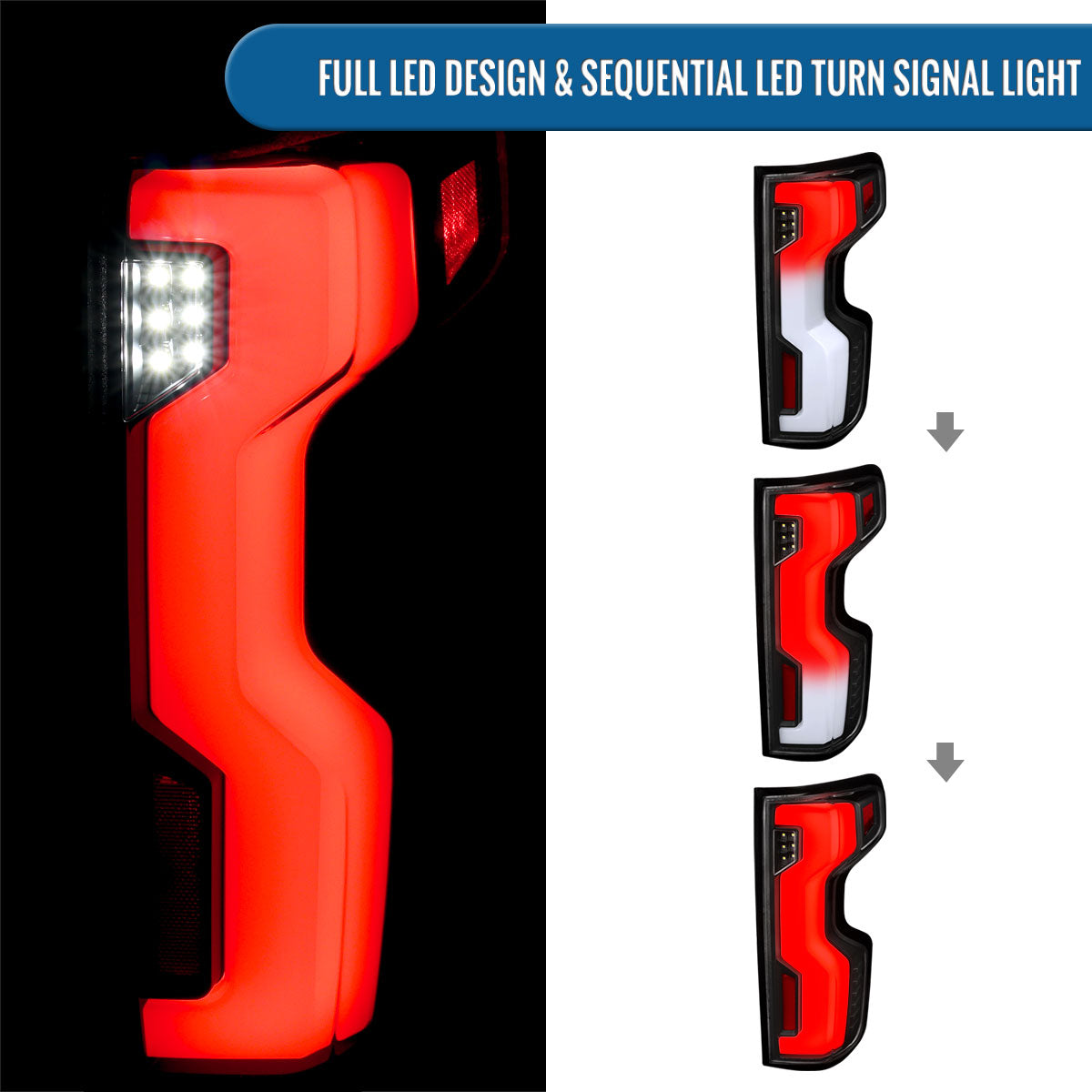 2019-2026 Silverado 1500 2020-2023 Silverado 2500HD 3500HD Full LED Tail Lights Switchback Sequential Turn Signals Assembly Pair | Black