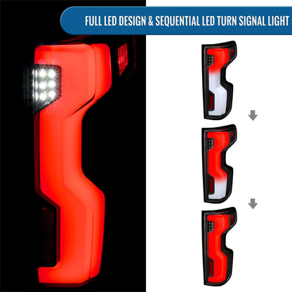 2019-2026 Silverado 1500 2020-2023 Silverado 2500HD 3500HD Full LED Tail Lights Switchback Sequential Turn Signals Assembly Pair | Black