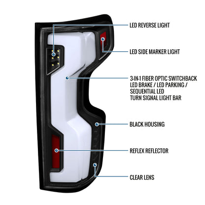 2019-2026 Silverado 1500 2020-2023 Silverado 2500HD 3500HD Full LED Tail Lights Switchback Sequential Turn Signals Assembly Pair | Black