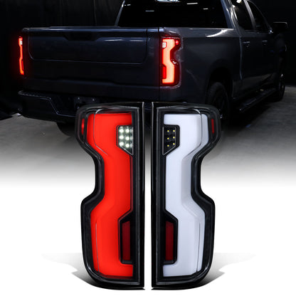 2019-2026 Silverado 1500 2020-2023 Silverado 2500HD 3500HD Full LED Tail Lights Switchback Sequential Turn Signals Assembly Pair | Black
