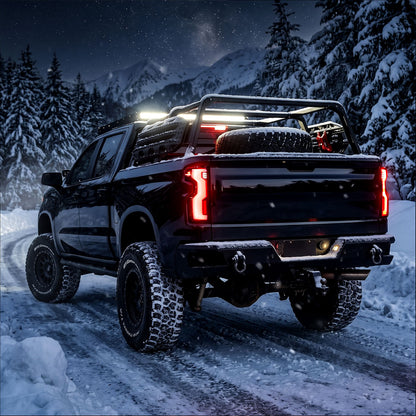 2019-2026 Chevy Silverado 1500 2020-2023 Silverado 2500HD 3500HD Full LED Tail Lights Switchback Sequential Turn Signals LED Type Only Assembly Pair | Black
