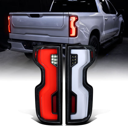 2019-2026 Chevy Silverado 1500 2020-2023 Silverado 2500HD 3500HD Full LED Tail Lights Switchback Sequential Turn Signals LED Type Only Assembly Pair | Black