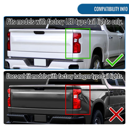 2019-2026 Chevy Silverado 1500 2020-2023 Silverado 2500HD 3500HD Full LED Tail Lights Switchback Sequential Turn Signals LED Type Only Assembly Pair | Black Smoke