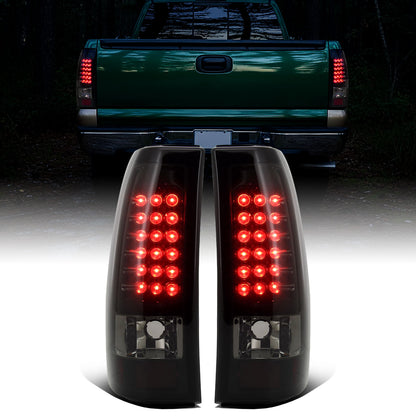Ronnin - Compatible con Chevy Silverado GMC Sierra 1500 2500 3500 HD Classic de 1999-2007, luces traseras mejoradas con LED integrados para freno y señales de giro, par de unidades | Negro Ahumado