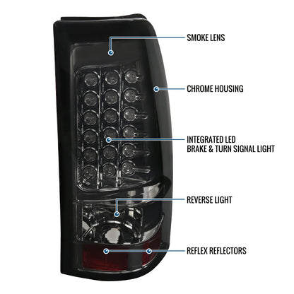 Ronnin - Se adapta a Chevy Silverado GMC Sierra 1500 2500 3500 HD Classic 1999-2007. Luces traseras de actualización LED, intermitentes y luces de freno integradas, conjunto de par | Ahumado