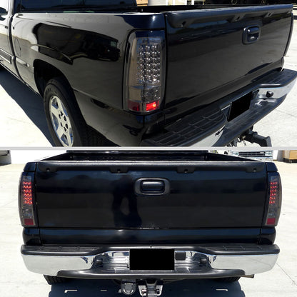 Ronnin - Se adapta a Chevy Silverado GMC Sierra 1500 2500 3500 HD Classic 1999-2007. Luces traseras de actualización LED, intermitentes y luces de freno integradas, conjunto de par | Ahumado