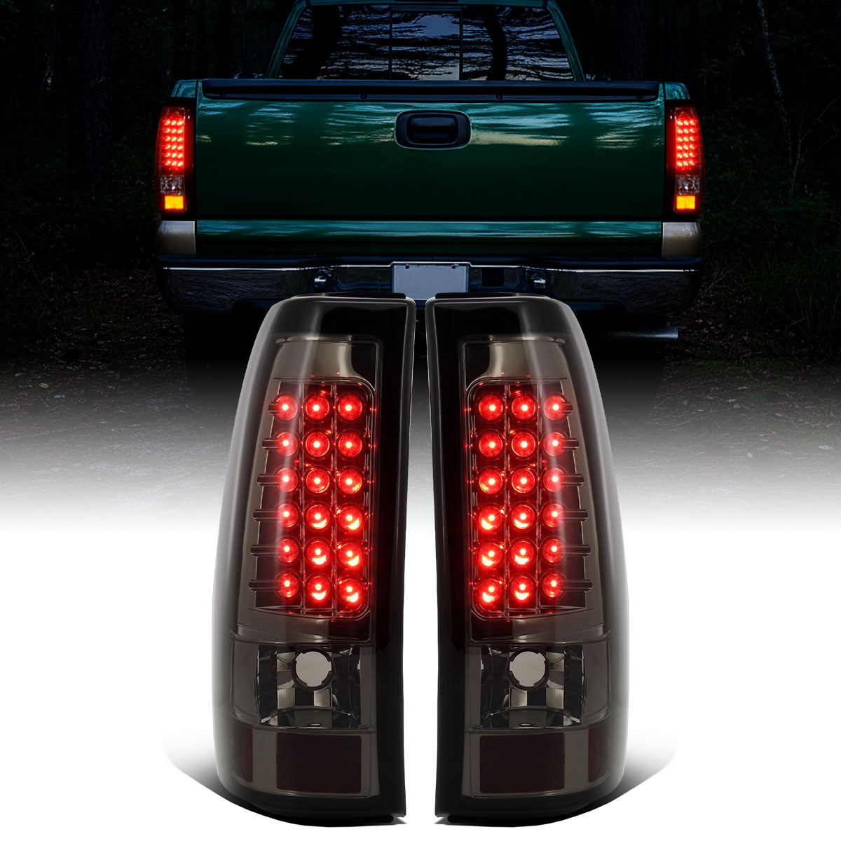 Ronnin - Se adapta a Chevy Silverado GMC Sierra 1500 2500 3500 HD Classic 1999-2007. Luces traseras de actualización LED, intermitentes y luces de freno integradas, conjunto de par | Ahumado