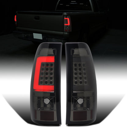 Ronnin - Compatible con Chevy Silverado GMC Sierra 1500 2500 3500 HD Classic 1999-2007. Par de luces traseras LED con tubo integrado, luces de freno y direccionales | Ahumado