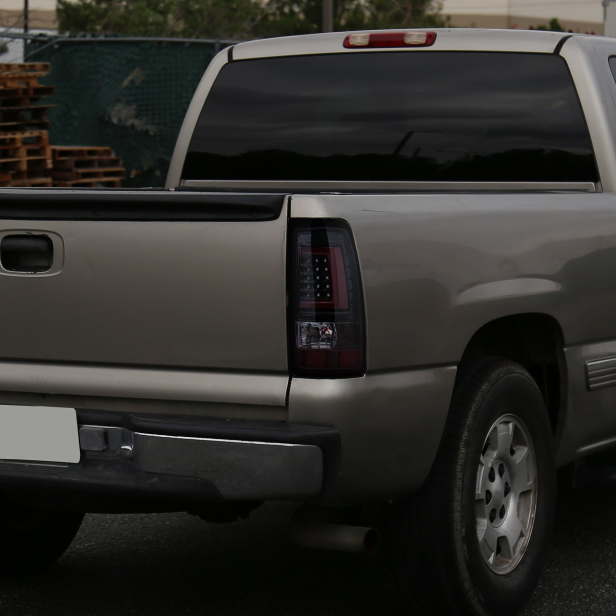 Ronnin - Compatible con Chevy Silverado GMC Sierra 1500 2500 3500 HD Classic 1999-2007, mejora, conjunto de luces traseras LED integradas con señal de giro y freno, par | Negro