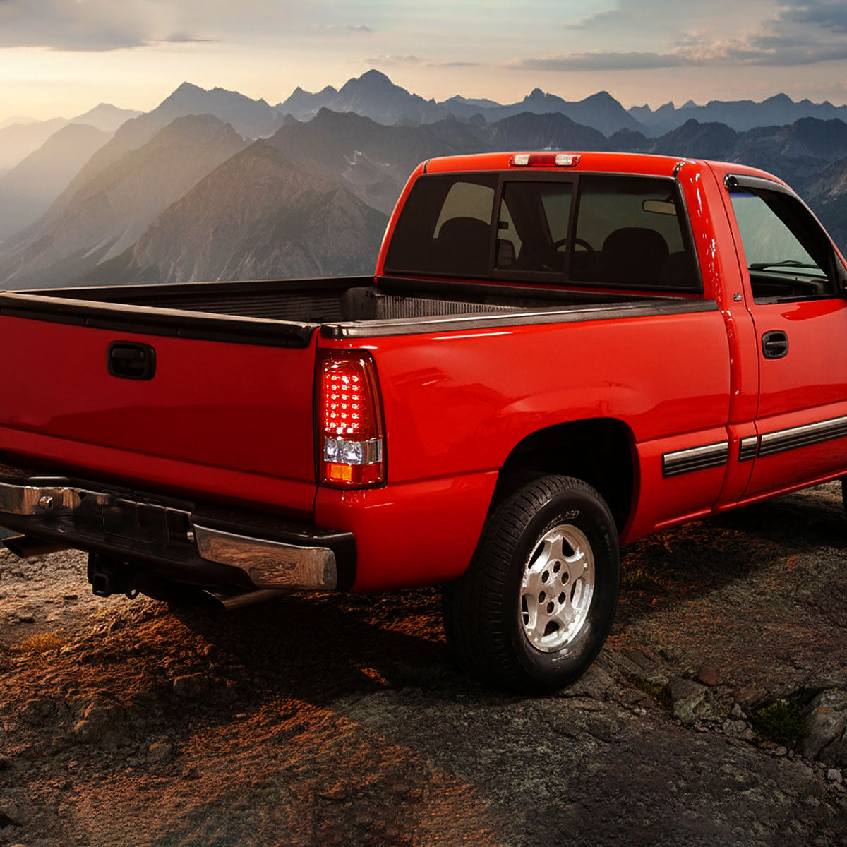 Ronnin - Compatible con Chevy Silverado GMC Sierra 1500 2500 3500 HD Classic 1999-2007 Luces traseras de actualización LED con luz de freno y direccionales integradas | Par | Rojo