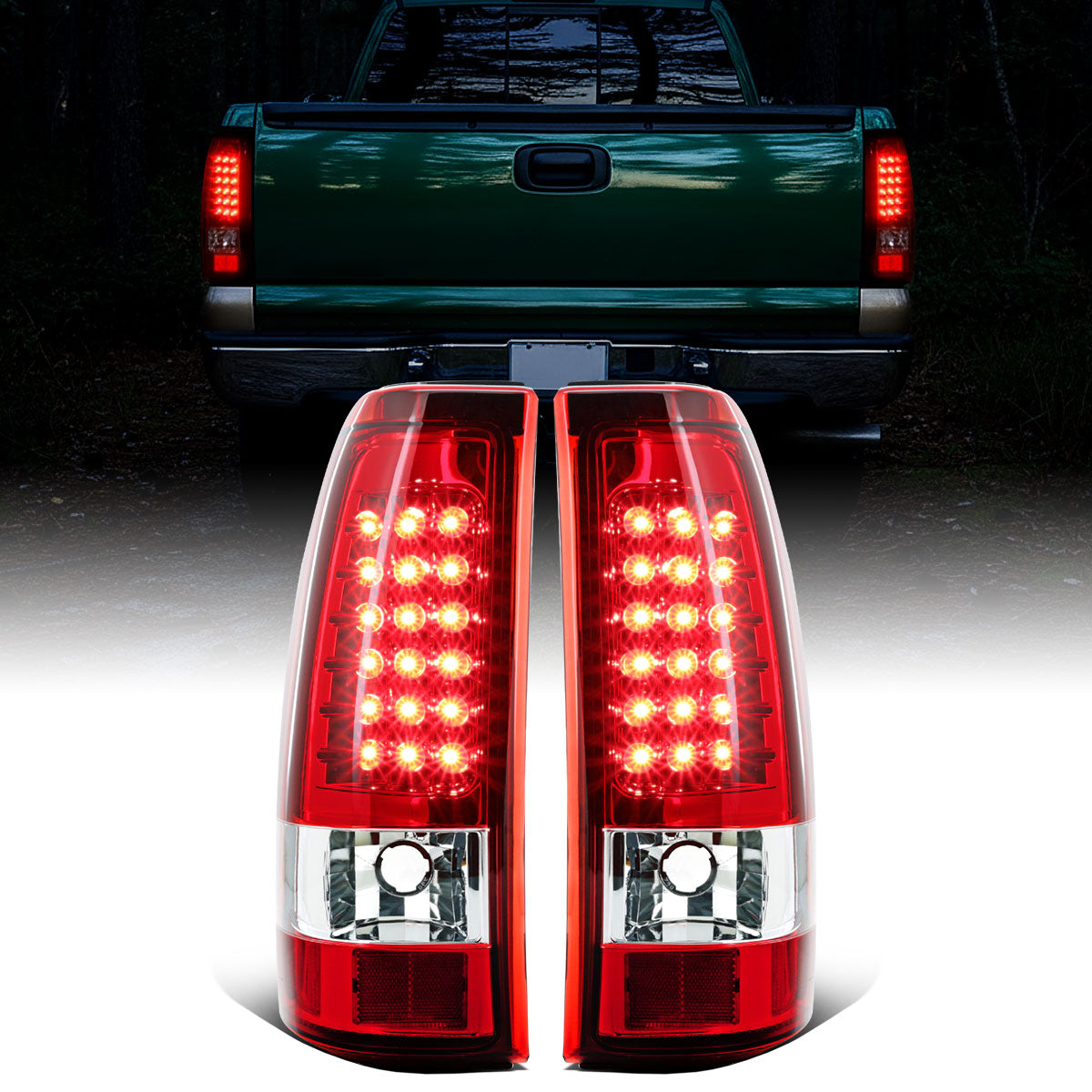 Ronnin - Compatible con Chevy Silverado GMC Sierra 1500 2500 3500 HD Classic 1999-2007 Luces traseras de actualización LED con luz de freno y direccionales integradas | Par | Rojo