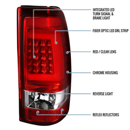 Ronnin - Compatible con Chevy Silverado GMC Sierra 1500 2500 3500 HD Classic 1999-2007 Mejoras Luces Traseras con Tubo LED Integrado Freno y Direccionales Par | Rojo