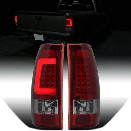 Ronnin - Compatible con Chevy Silverado GMC Sierra 1500 2500 3500 HD Classic 1999-2007 Mejoras Luces Traseras con Tubo LED Integrado Freno y Direccionales Par | Rojo