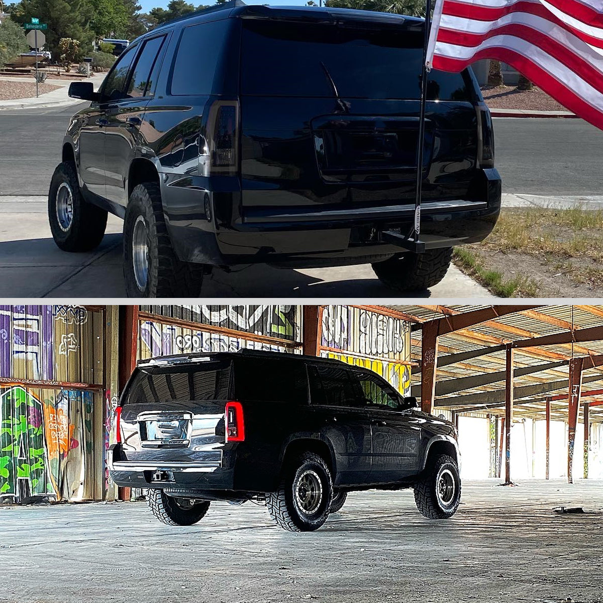 Ronnin - Compatible con Chevy Tahoe Suburban 2015-2020 Mejora de Luces Traseras LED de Reemplazo Par | Negro Ahumado