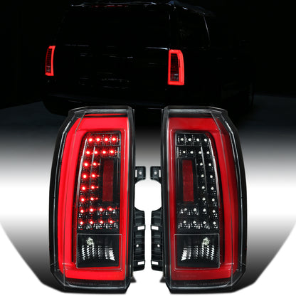 Ronnin - Compatible con Chevy Tahoe Suburban 2015-2020 Par de conjuntos de luces traseras LED de repuesto mejoradas | Negro brillante