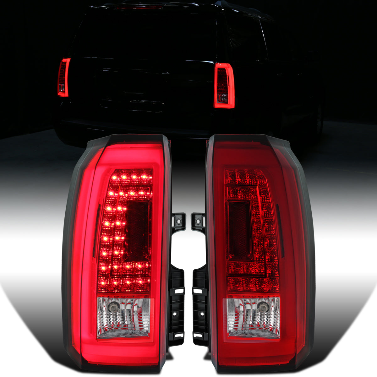 Ronnin - Compatible con Chevy Tahoe Suburban 2015-2020. Par de luces traseras LED de repuesto mejoradas | Rojo