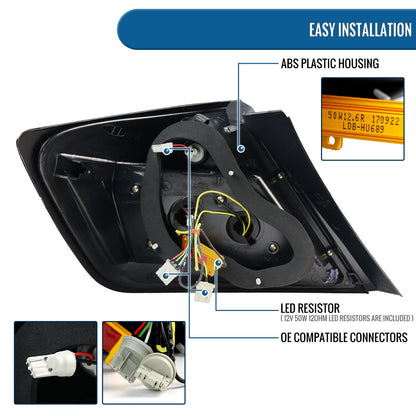 Ronnin - Compatible con Scion tC 2004-2010 Par de luces traseras LED integradas con señal de giro y freno de repuesto mejoradas | Negro ahumado