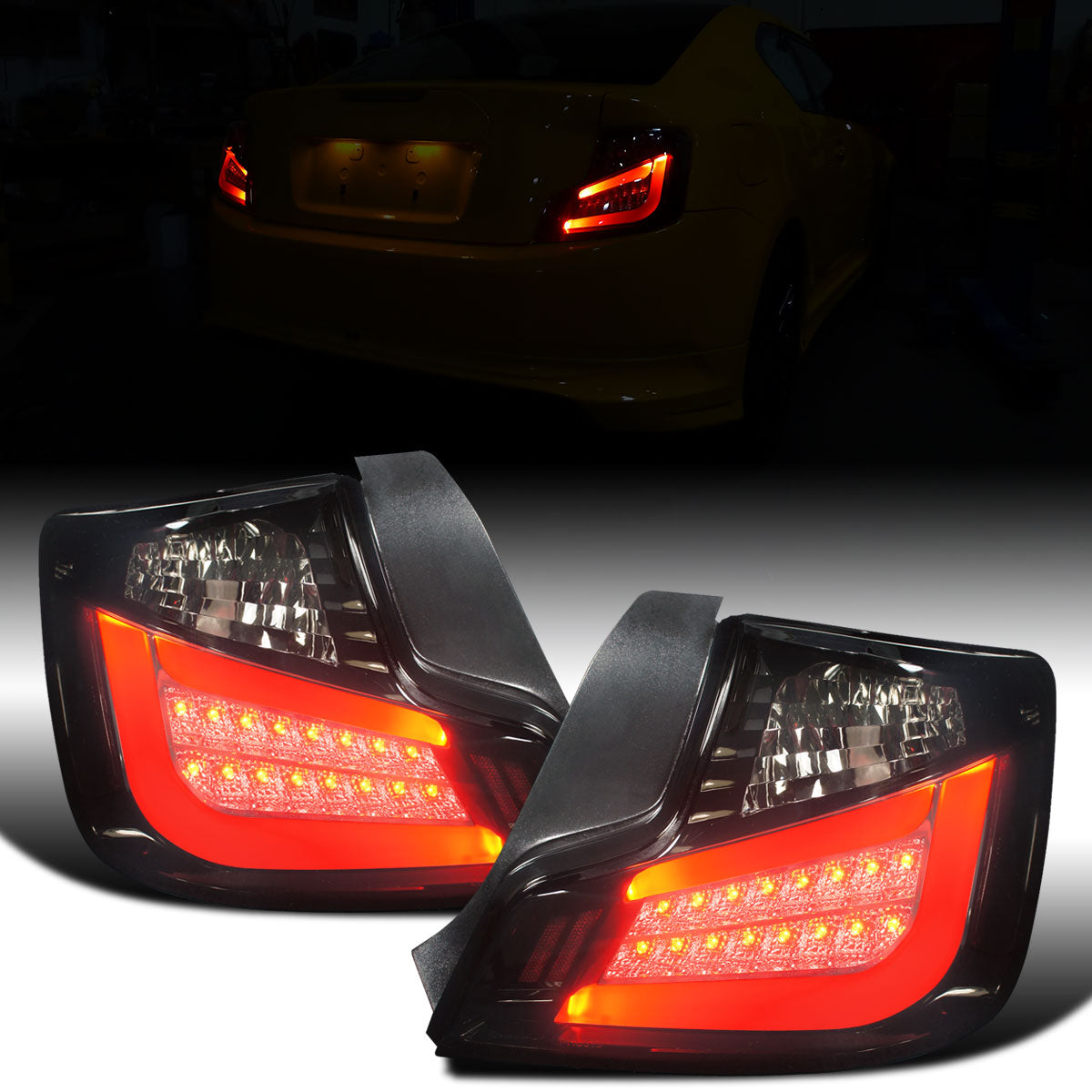 Ronnin - Fits 2011-2013 Scion tC Upgrade Replacement LED Tube Tail Lights Assembly Pair | Black Smoke